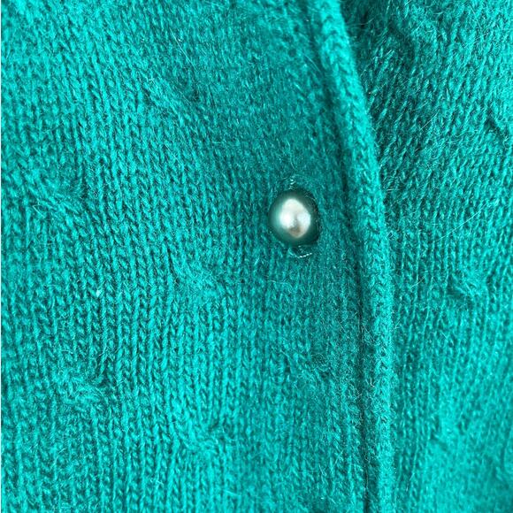 Vintage Lambswool Angora Blend Cardigan Puff Sleeve Holiday Cottage Core Small - Picture 8 of 10
